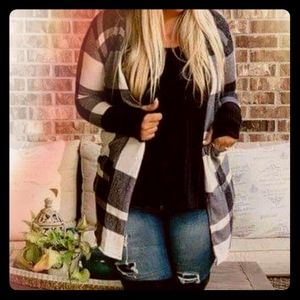 Black and White Plaid Cardigan NWT